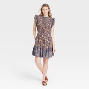 Universal Thread Dress Womens Large‎ Floral Flutter Sleeves Paisley Boho Cottage